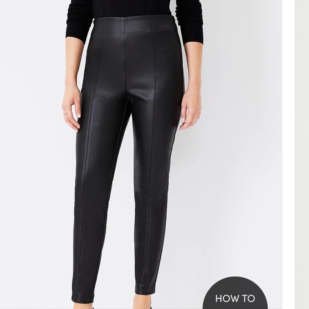 NWT The Petite Faux Leather Seamed Side Zip Legging